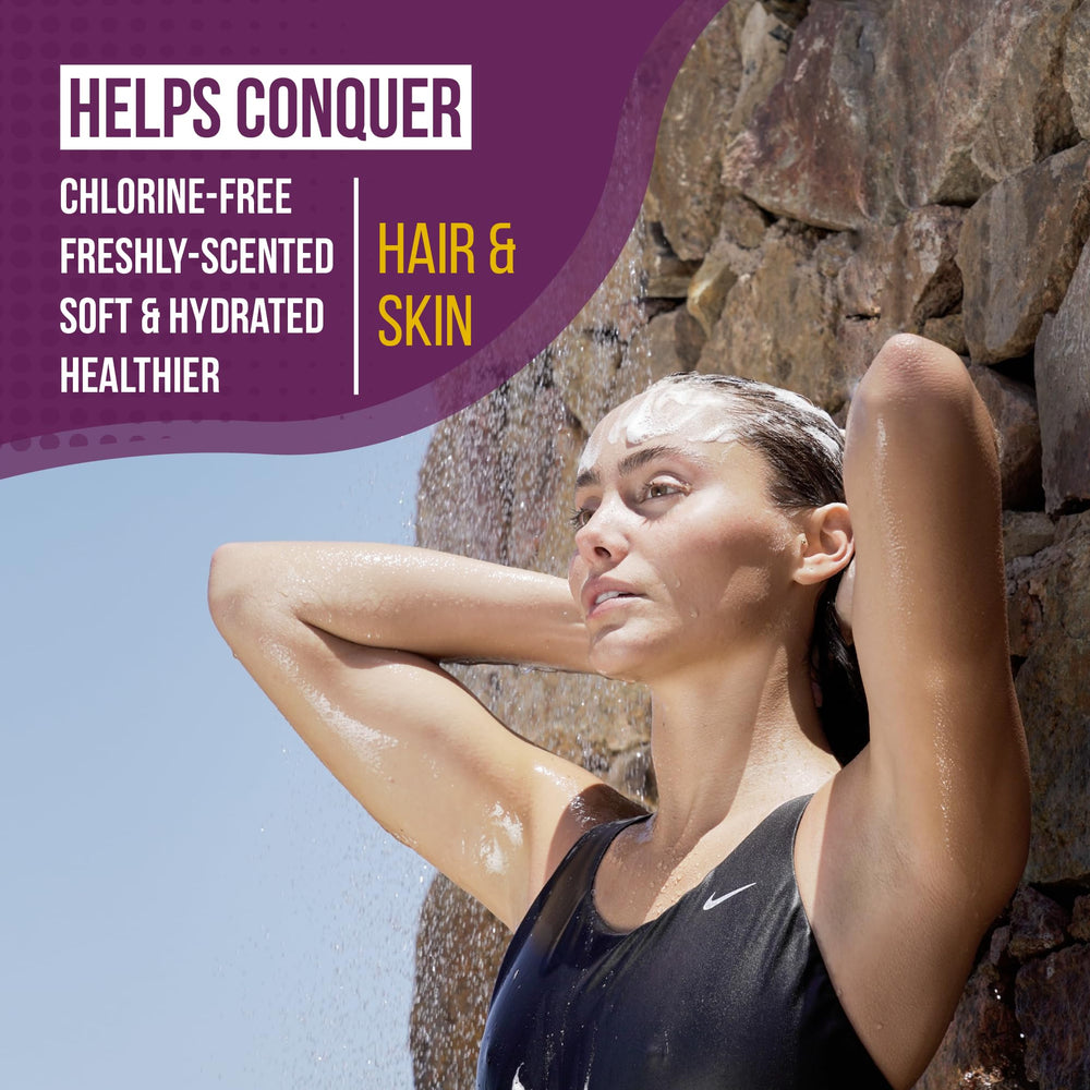 TRIHARD complete chlorine removal bundle Conditioner tube provides post-swim hydration.