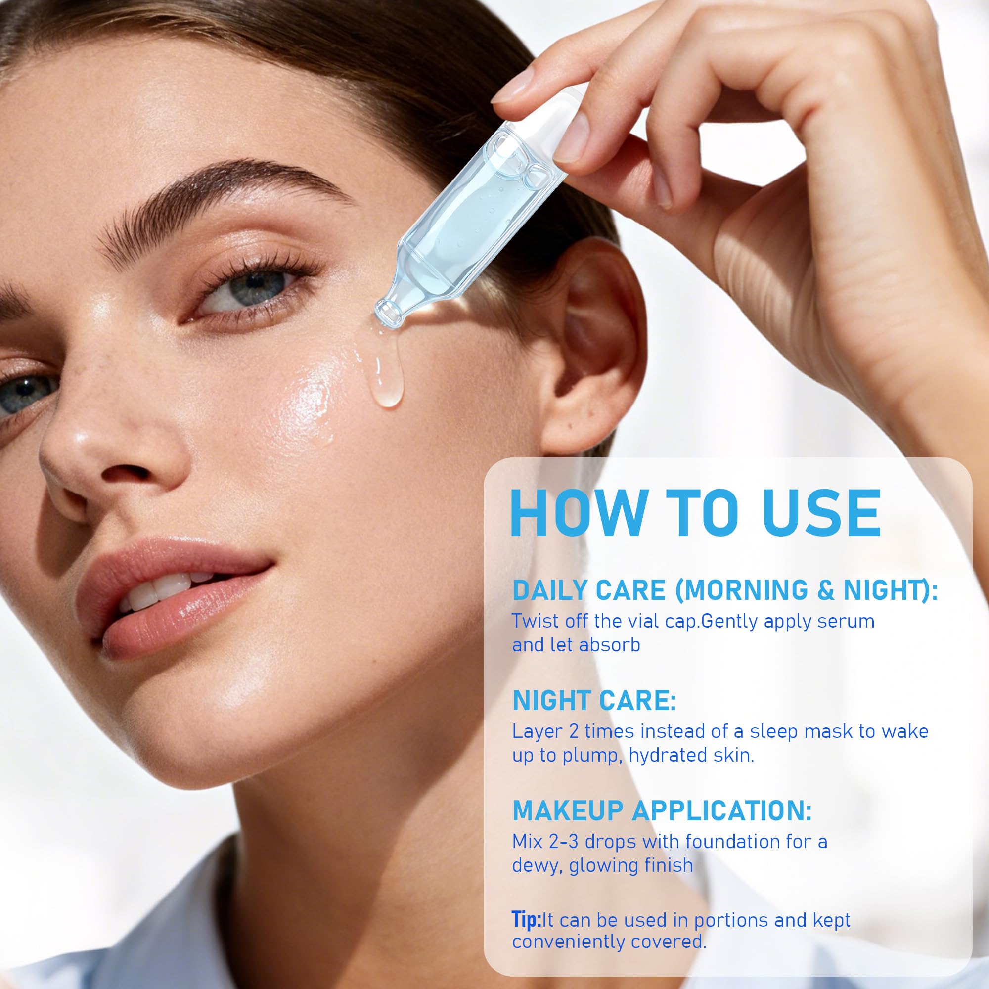 Applying the Trihood ampoule yields a dewy, non-greasy glow