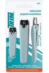 Trim Easy Hold 3pc pack showing non-slip grip clippers for precise nail trimming and convenience.