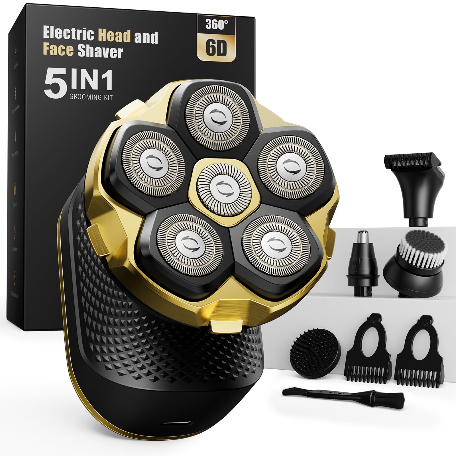Trimcoo 2026 upgraded blades close-up showing titanium coating for gentle scalp shaving.