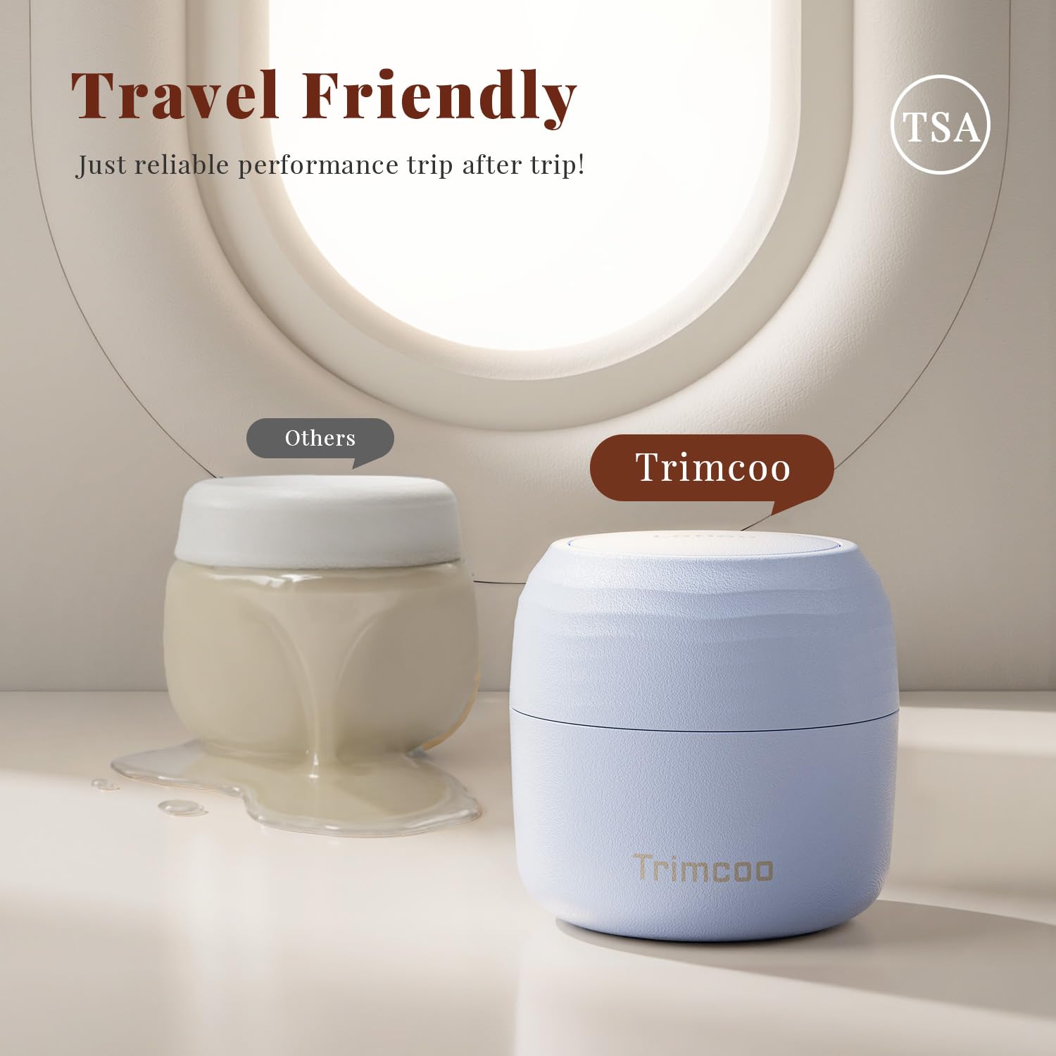 Trimcoo compact bottles fit neatly into bags and purses.