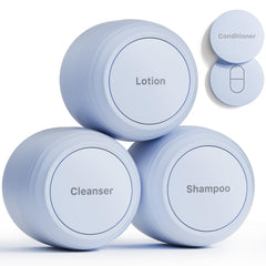 Trimcoo ultra-leakproof blue jar trio for TSA carry-on use.