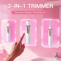 Trimma 3in1 face trimmer interchangeable heads enable seamless lip, chin, and brow shaping.