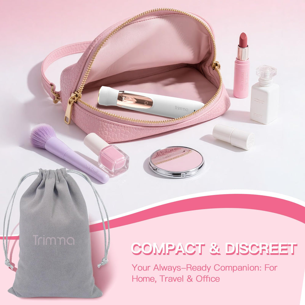 Trimma travel storage pouch included for on-the-go grooming in style.