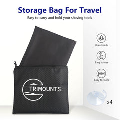 Trimounts beard bib curved mesh pocket catches hair for quick cleanup.