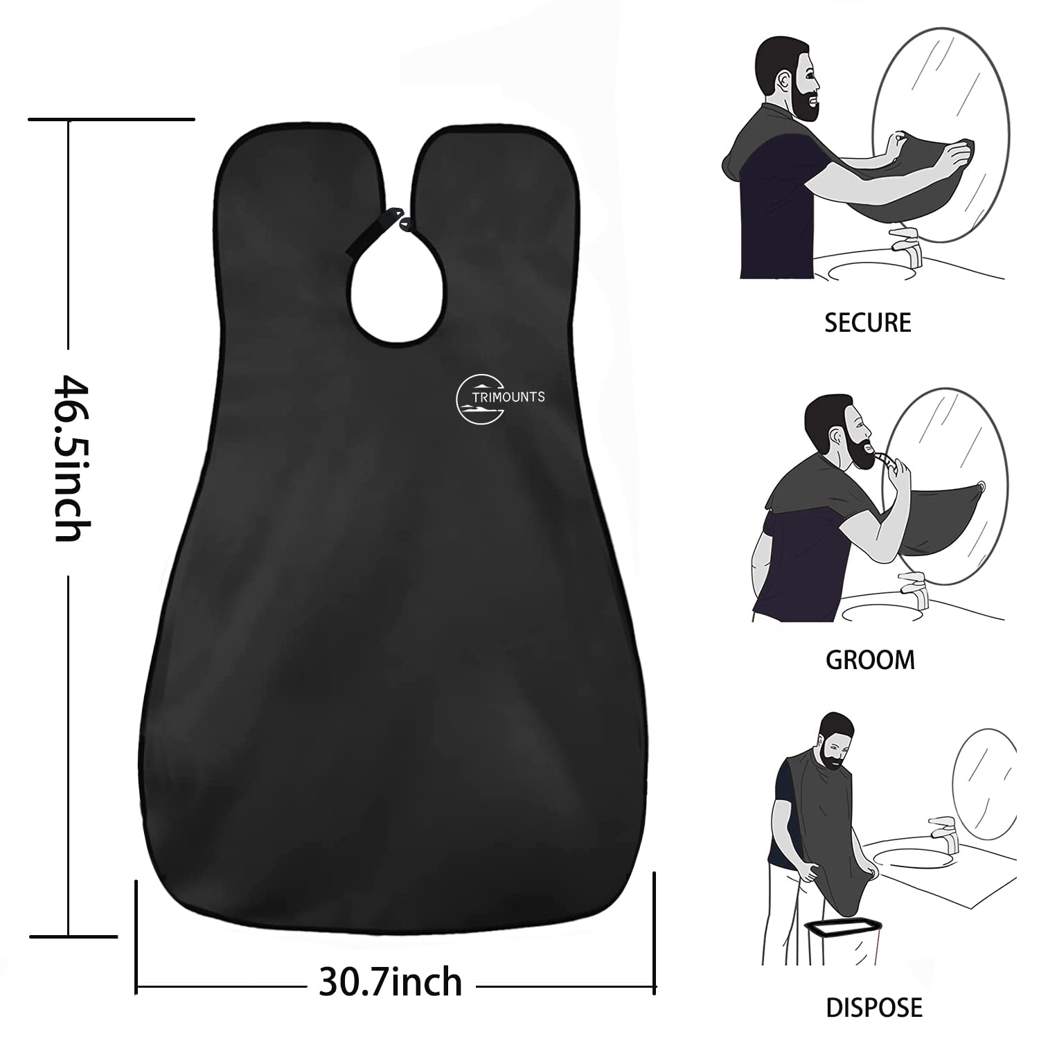 Trimounts beard bib fabric is soft, waterproof, and skin-friendly for comfortable use.