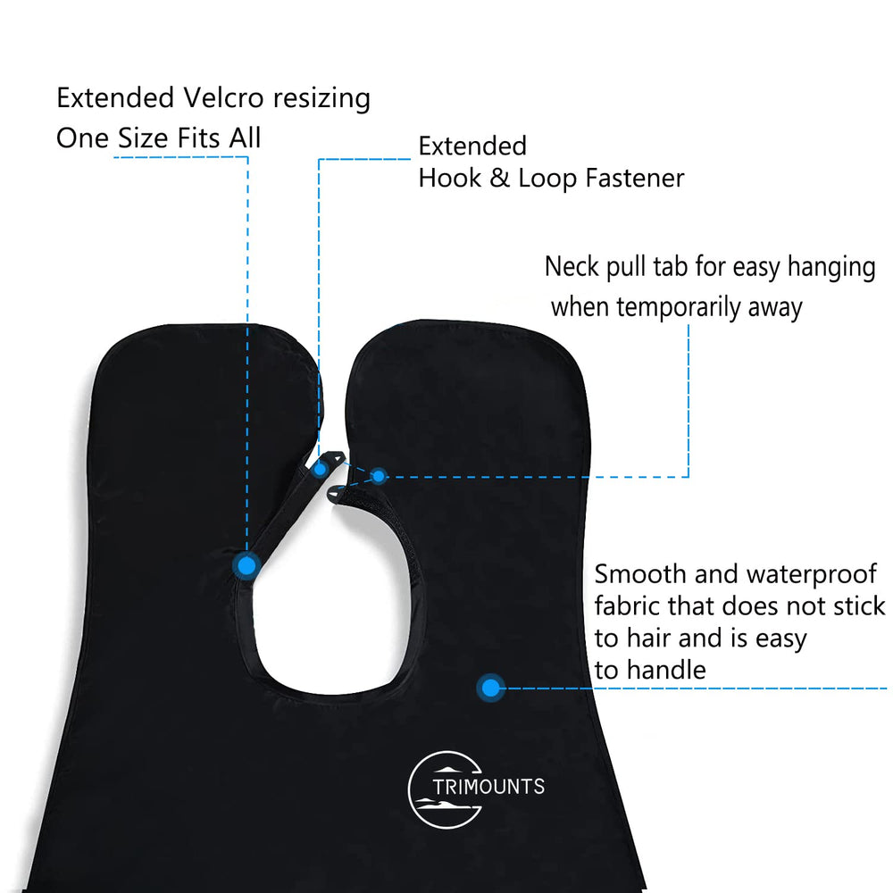 Trimounts beard bib travel kit keeps bathroom tidy while away from home.