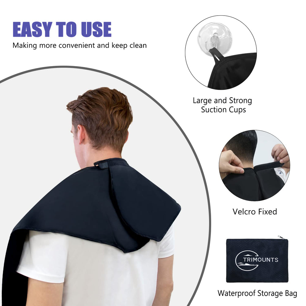 Trimounts beard bib includes waterproof storage bag for travel and storage.