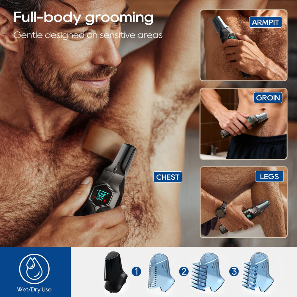 TRIMX body grooming kit supports groin, chest, and legs with precision.