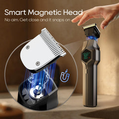 TRIMX replacement heads on magnetic docking support fast blade changes.