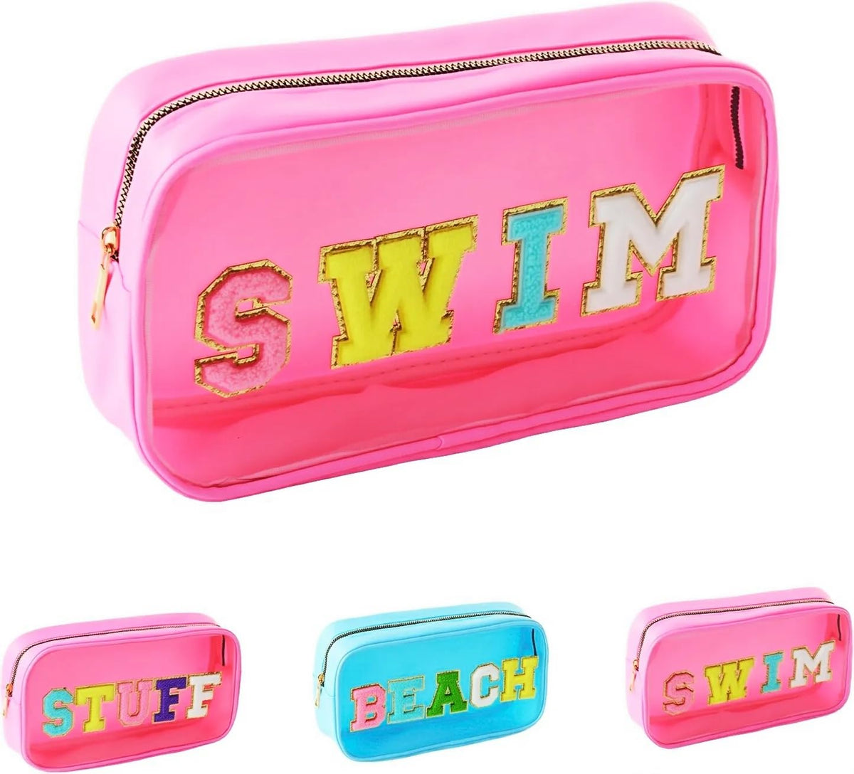 TRIP TIGER Swim Chenille bag front view highlights stylish beach-ready storage