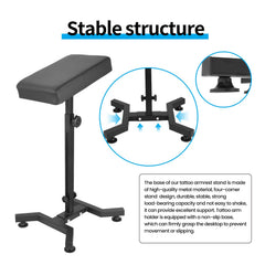Tripartite Tattoo Armrest Stand height-tilt enables comfortable angles for different clients