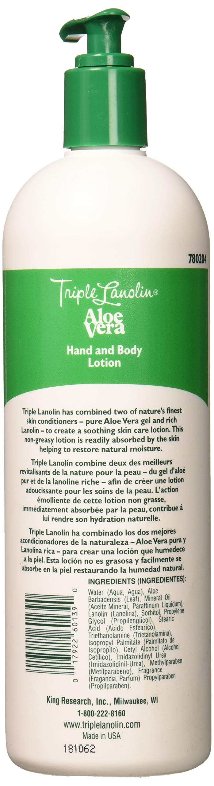 Triple Lanolin Aloe Vera Lotion being applied to hands for quick absorption and soothing moisture.