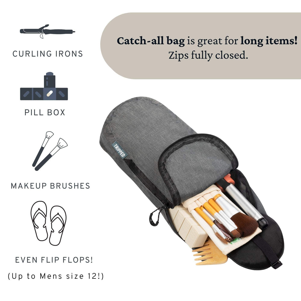TRIPPED Toiletry Bag Kit folded for compact travel dimensions