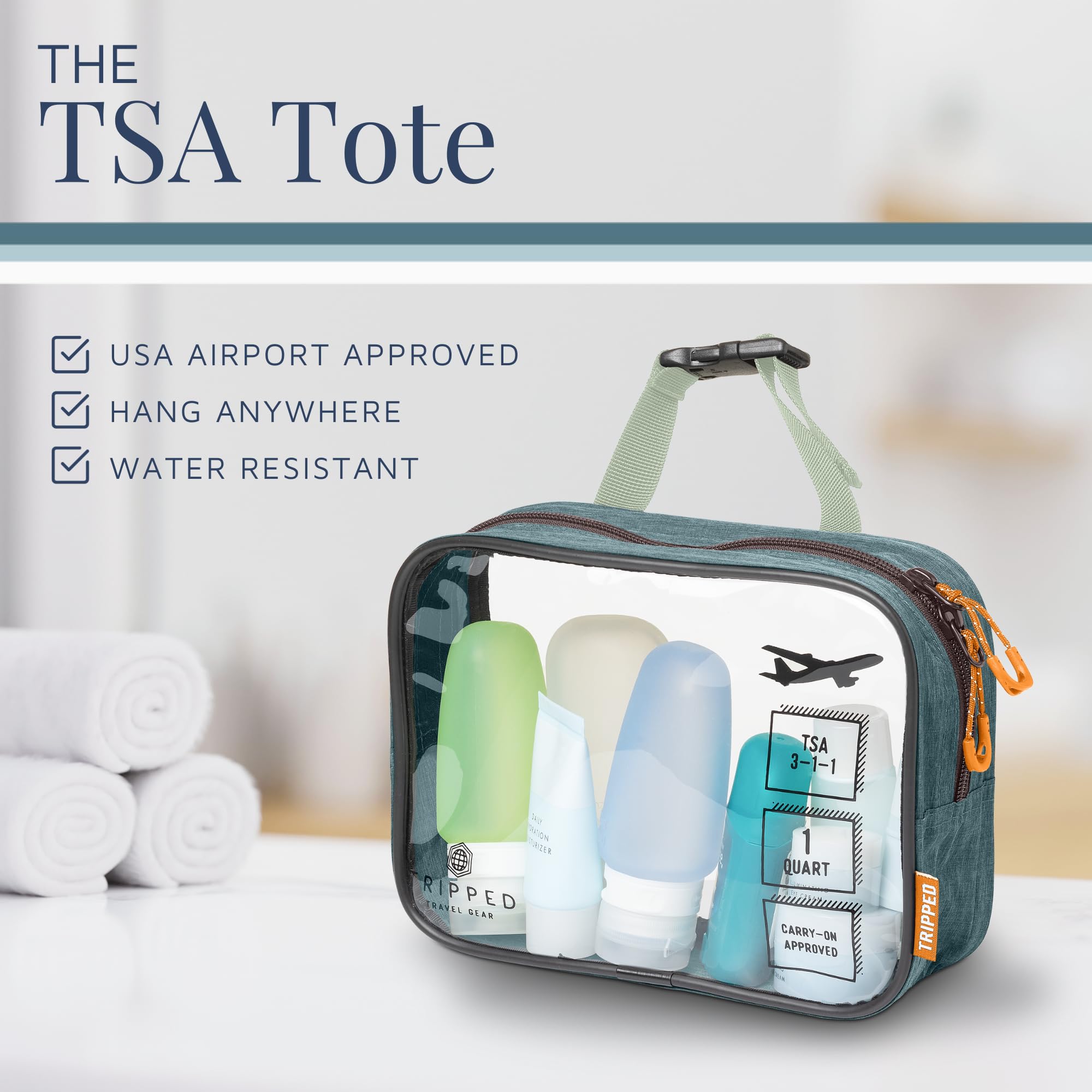 TRIPPED Toiletry Bag Kit folded vs unfolded size illustrates flexible packing options