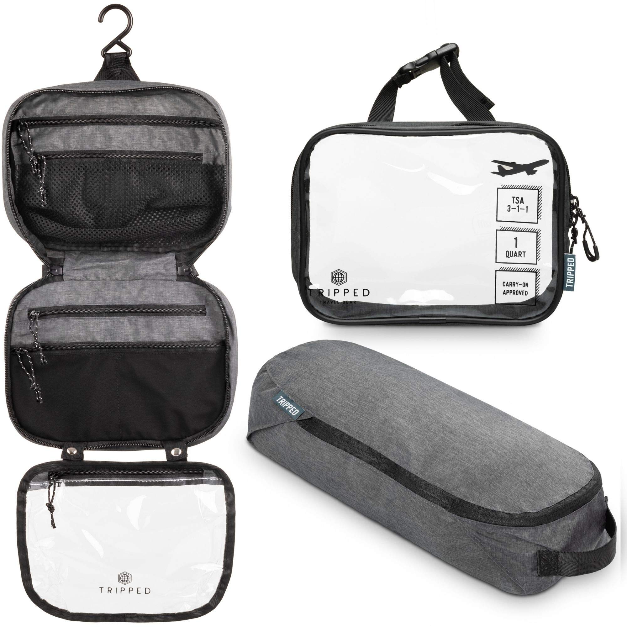 TRIPPED Toiletry Bag Kit Hanging travel bag ready for quick overnight trips
