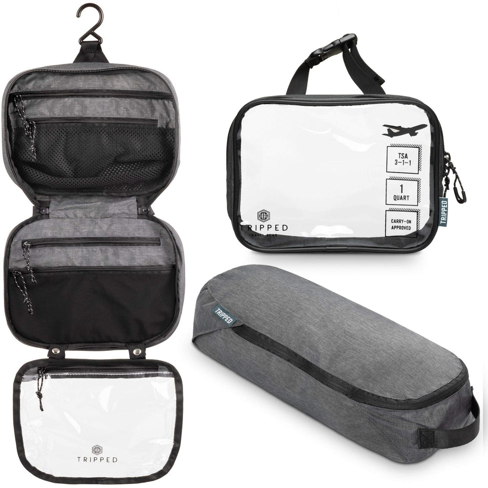 TRIPPED Toiletry Bag Kit Hanging travel bag ready for quick overnight trips