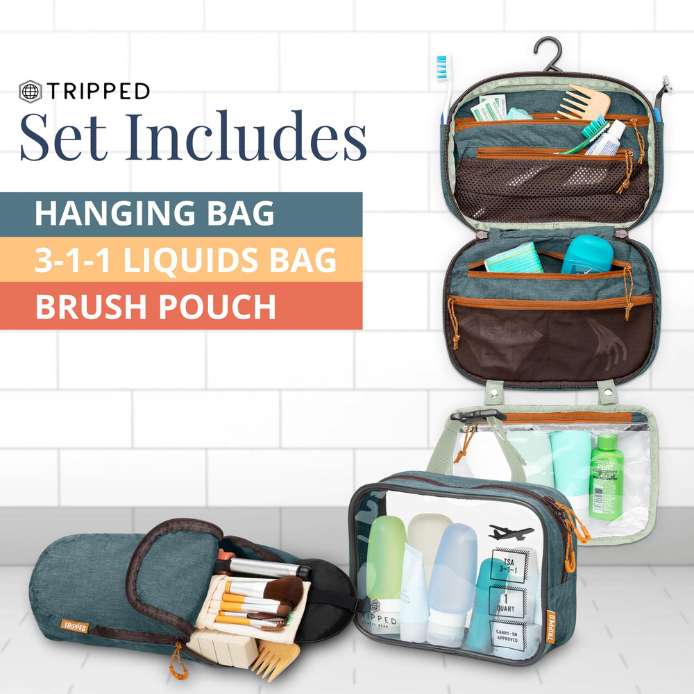 TRIPPED Toiletry Bag Kit travel-use scenario, ideal for trips and weekend getaways