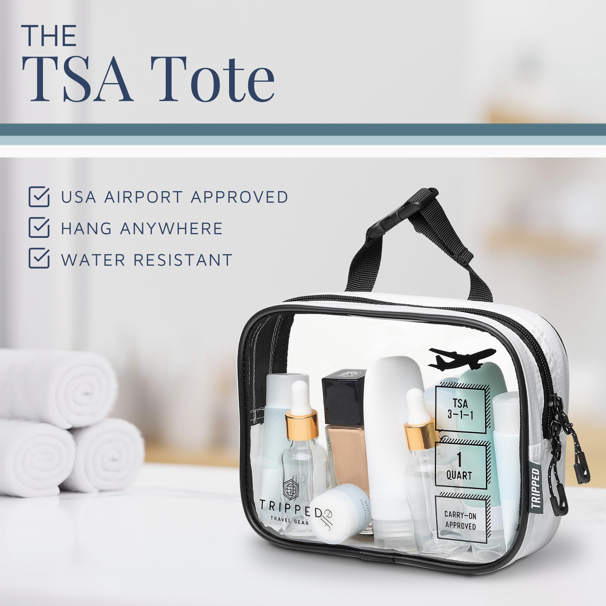 TRIPPED Toiletry Bag Set ultralight ripstop material emphasizes durable, featherweight travel gear.