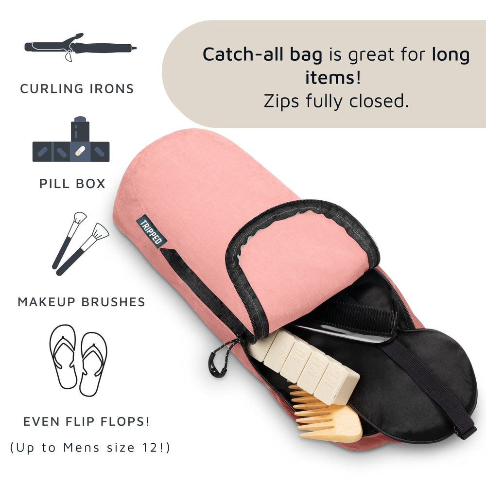 TRIPPED Travel Gear bag in luggage enables tidy travel organization.