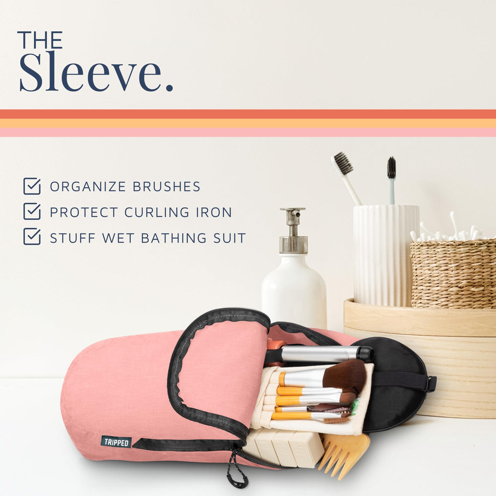 TRIPPED Travel Gear mesh pockets expanded to fit full contents.