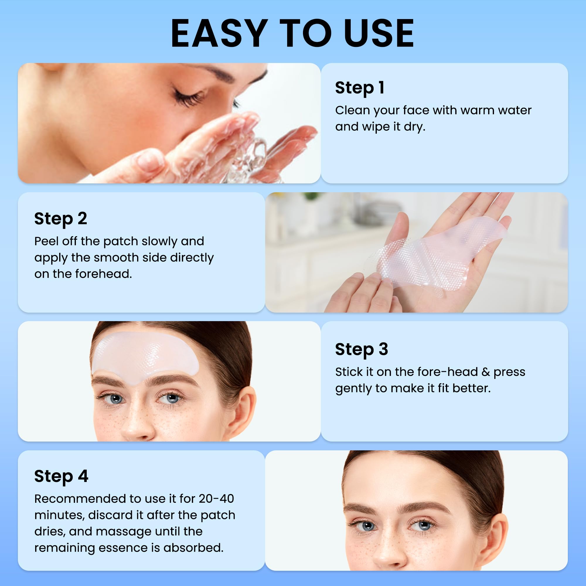 Tripsky patches delivering daytime hydration to smooth the appearance of fine lines.