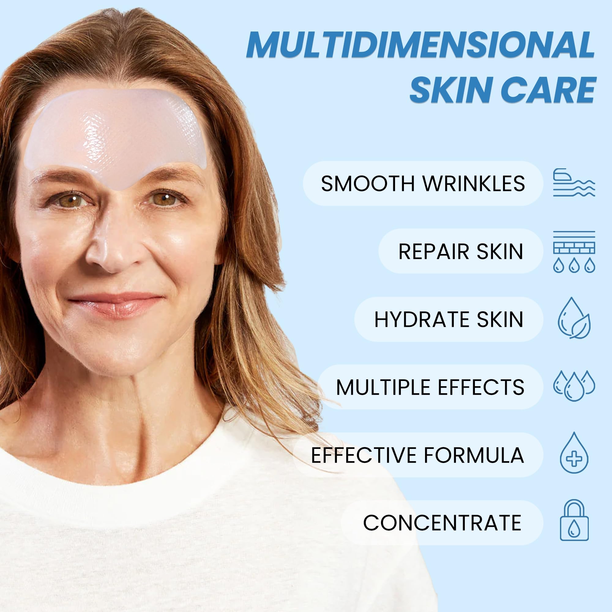Tripsky forehead wrinkle patches being applied smoothly for easy use.