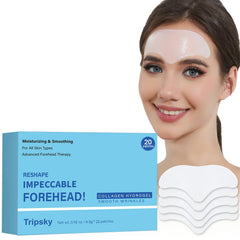 Tripsky forehead wrinkle patches packaging showcases a 20-piece set for convenient home care.