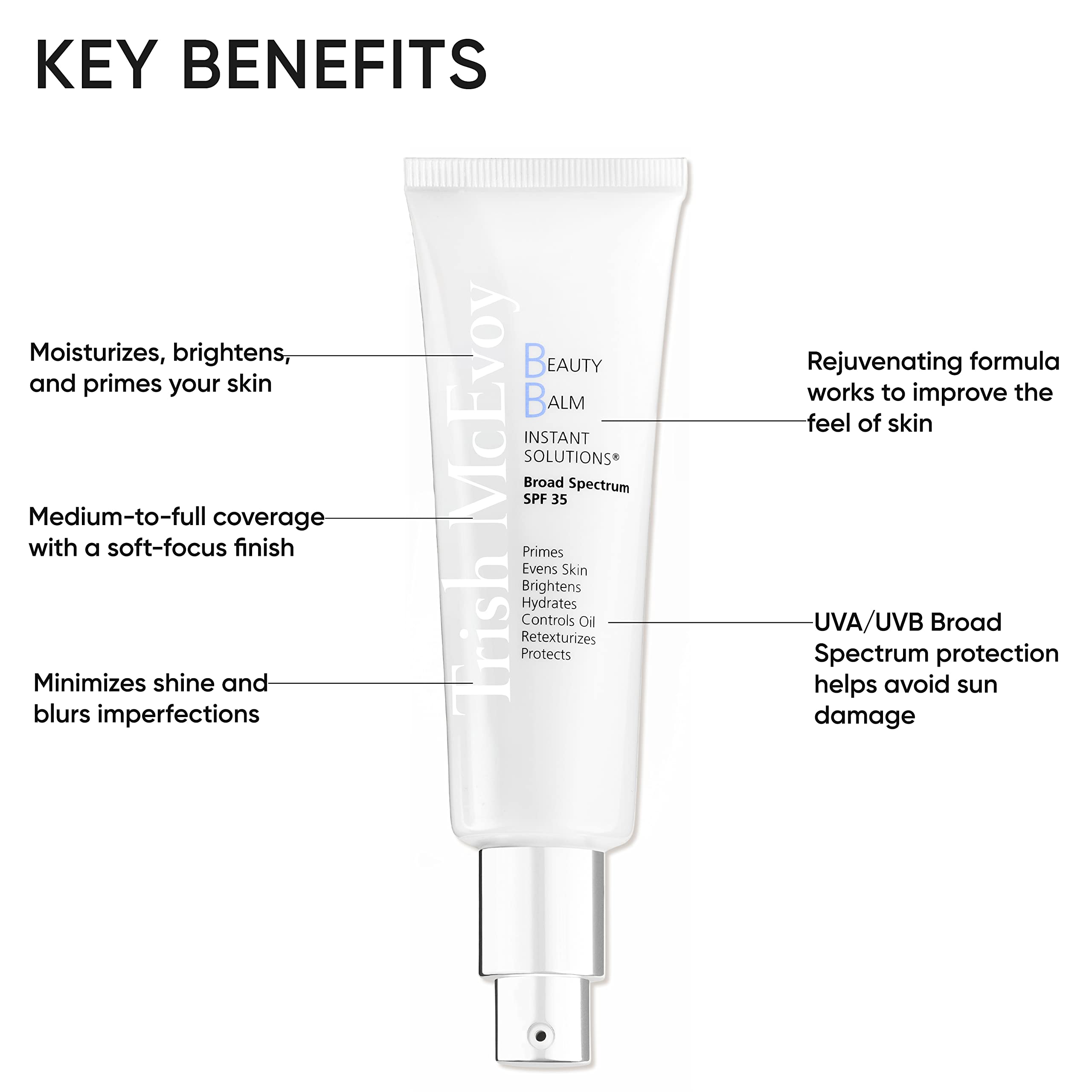 Trish McEvoy Beauty Balm soft-focus finish looks natural in daylight.