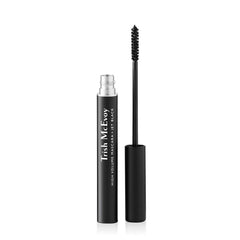 Trish McEvoy High Volume Mascara bottle closeup suggests dramatic lashes and rich black color.