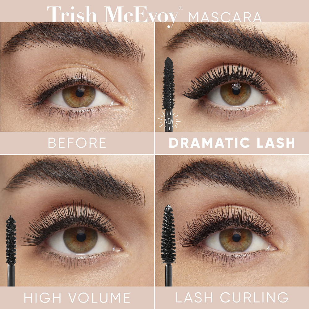 Trish McEvoy High Volume Mascara lashes before after shows length and lift.