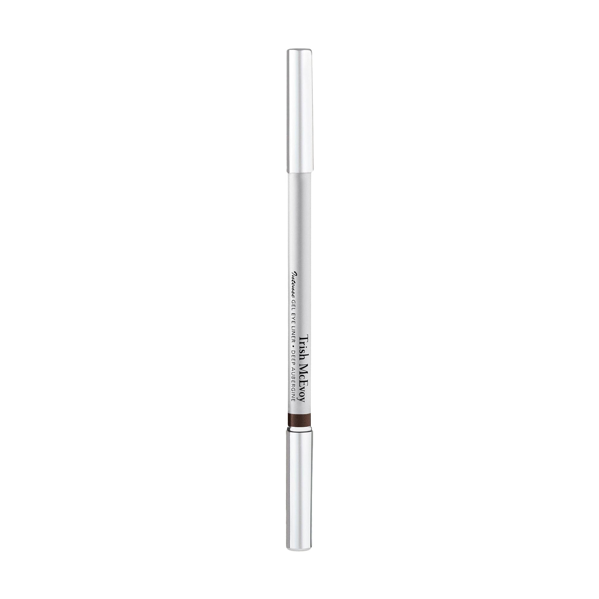 Trish McEvoy Intense Gel Eye Liner Deep Aubergine waterproof swatch communicates long-wear in heat or humidity.