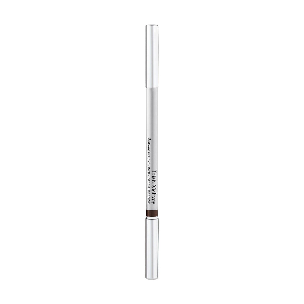Trish McEvoy Intense Gel Eye Liner Deep Aubergine waterproof swatch communicates long-wear in heat or humidity.