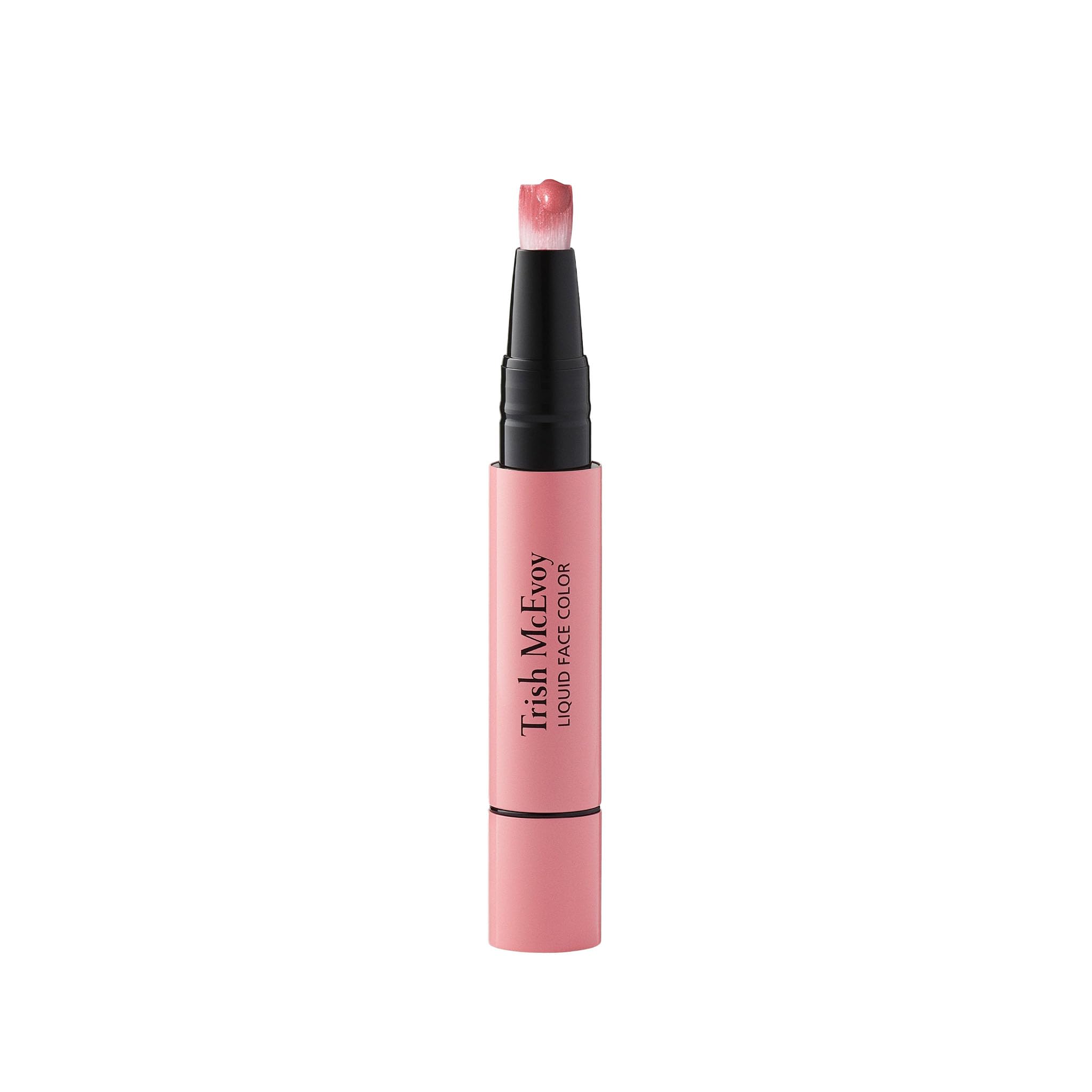 Trish McEvoy Liquid Face Color Glow bottle closeup showing lightweight gel texture for buildable color