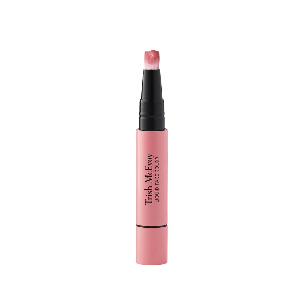 Trish McEvoy Liquid Face Color Glow bottle closeup showing lightweight gel texture for buildable color