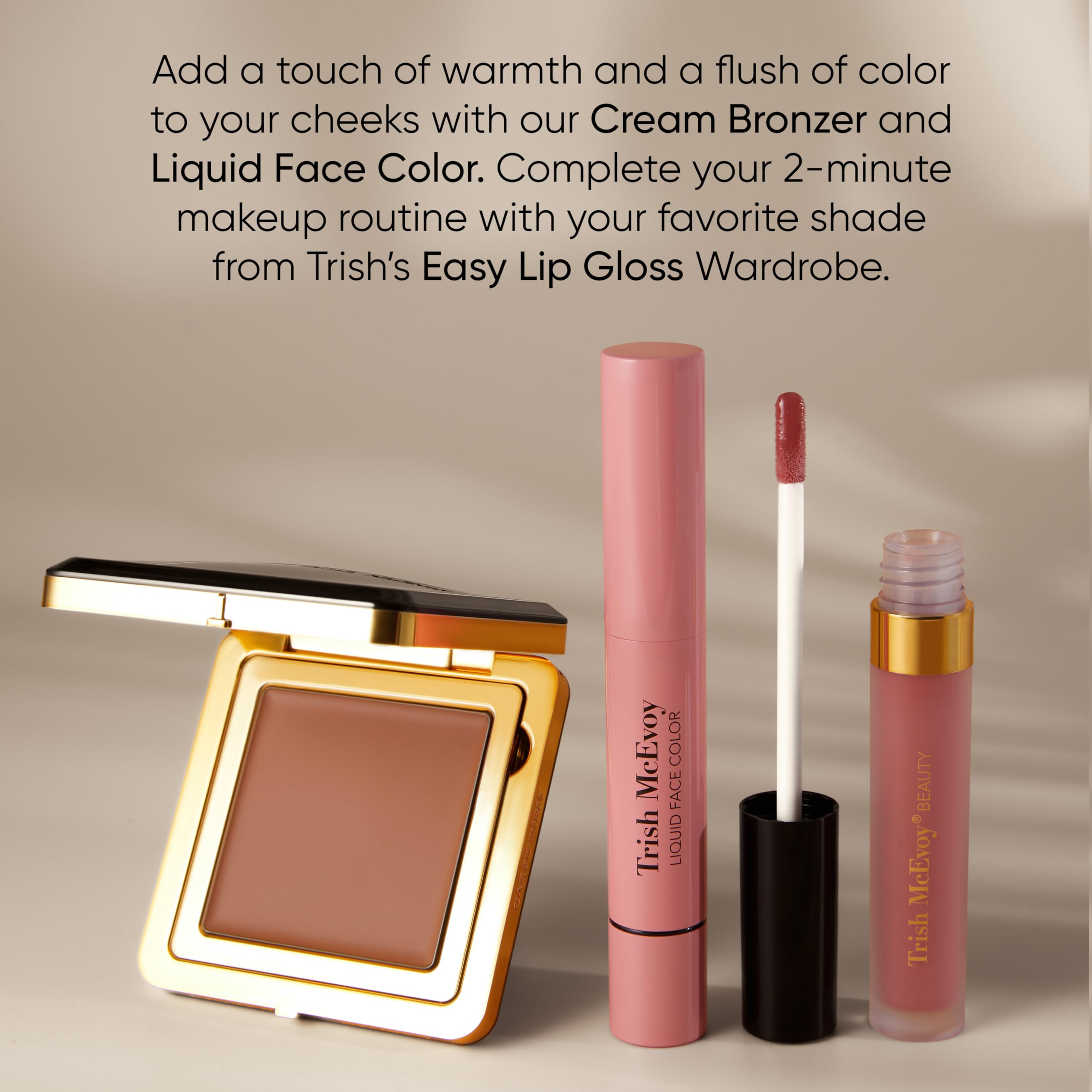 Trish McEvoy Liquid Face Color Glow swatches indicating universal tint