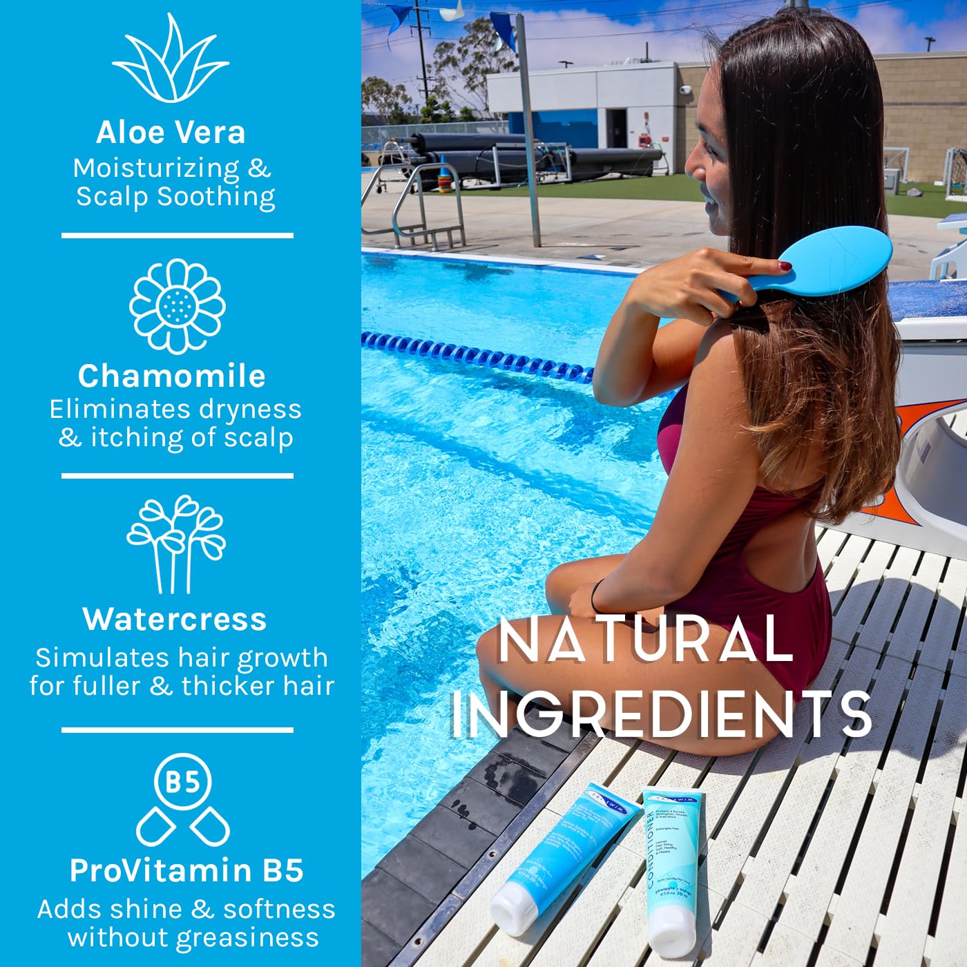 TRISWIM gift-set mesh bag showcases spa-ready chlorine care for swimmers.