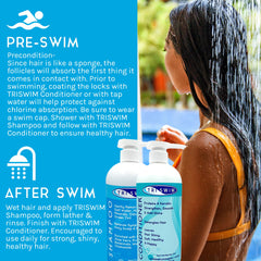 TRISWIM hair care bundle 2-pack on shelf display for swimmers