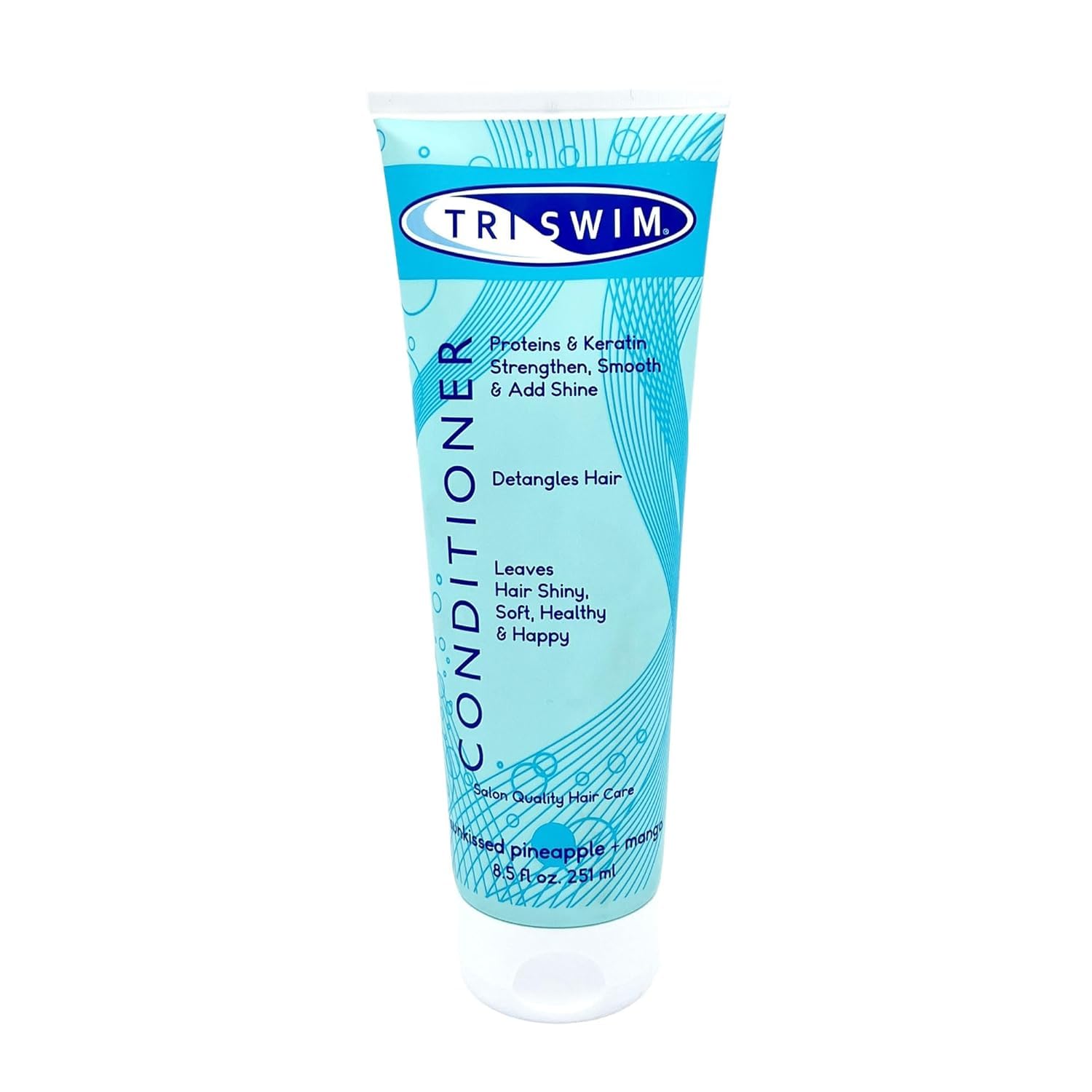 TRISWIM Swim Conditioner bottle highlights hydrating formula for post-swim hair care