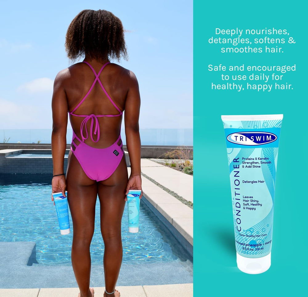 TRISWIM Swim Conditioner scent Pineapple Mango evokes refreshing post-swim routine