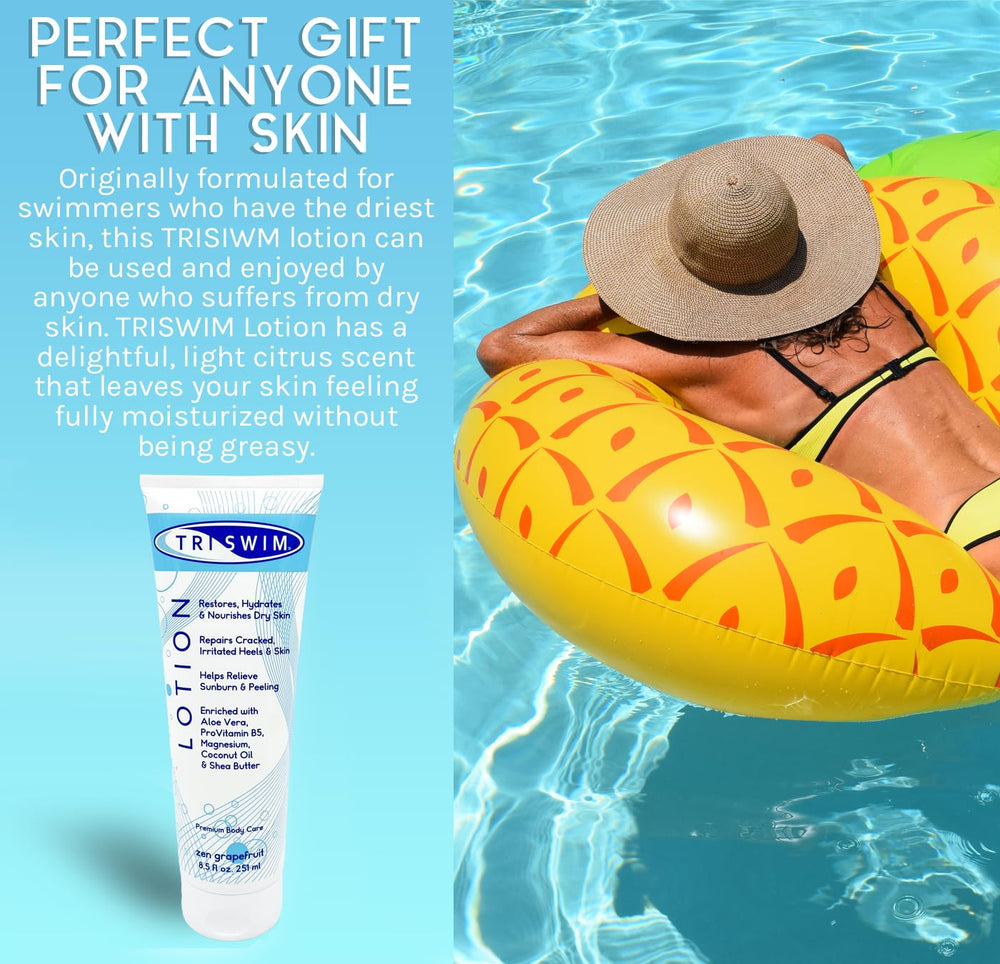 TRISWIM Swim Lotion poolside-use ideal for pre and post-swim care