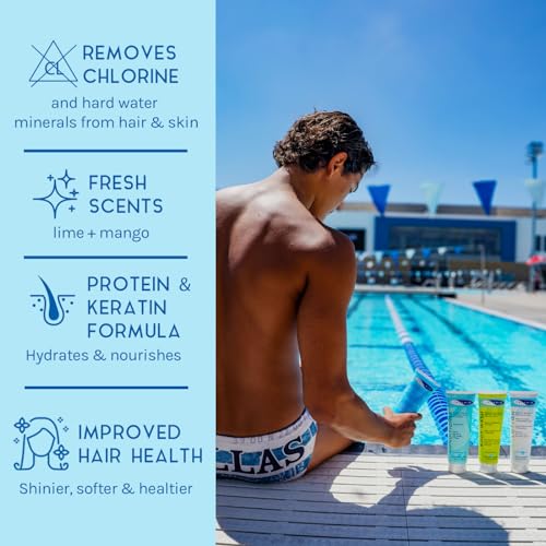 TRISWIM swim shampoo bottle for chlorine removal with Pro-Vitamin B5 for healthier hair