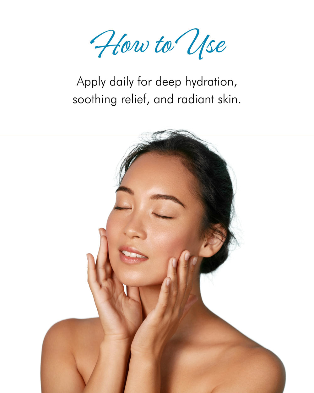 Tropical Holistic Emu Oil applied to face and hands for dry skin relief.