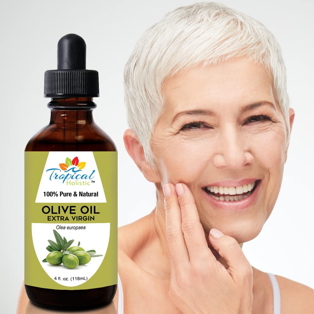 Tropical Holistic olive oil hair care shows shine and manageable strands.