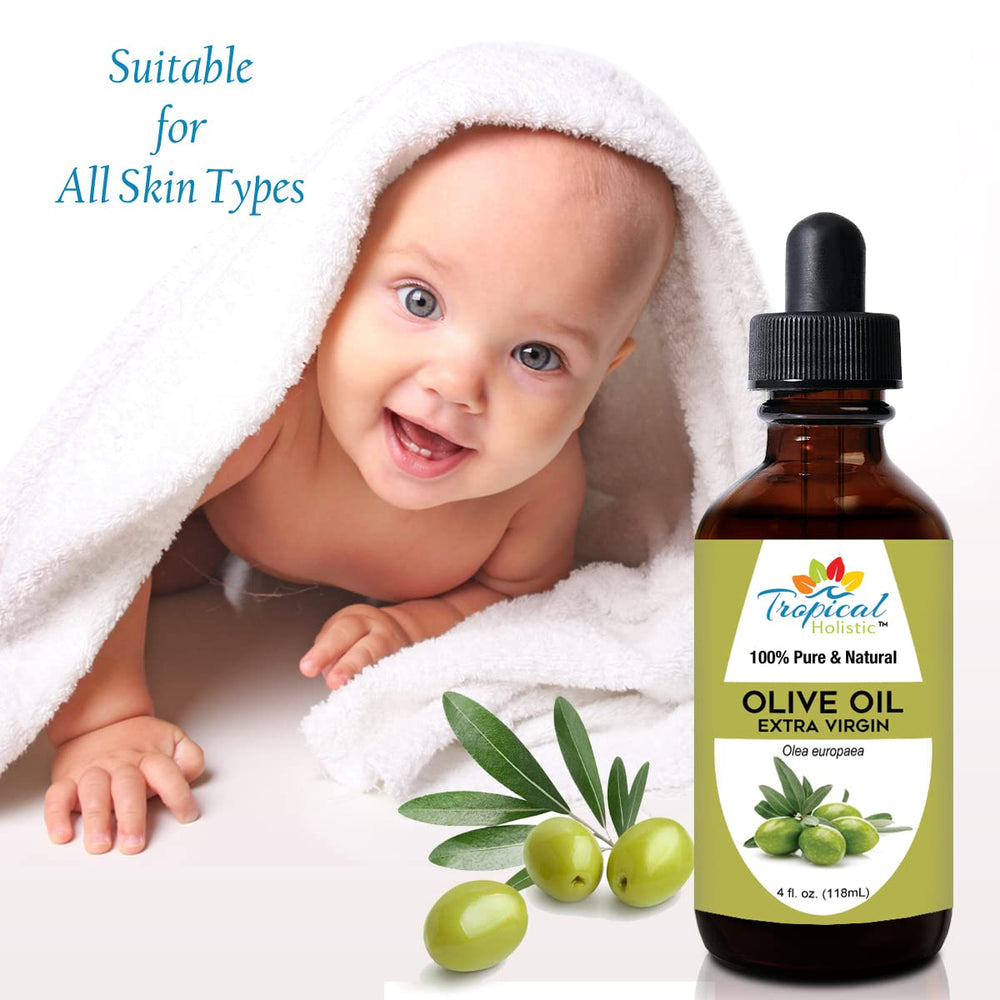 Tropical Holistic Tunisia-origin olive oil emphasizes organic sourcing and color.