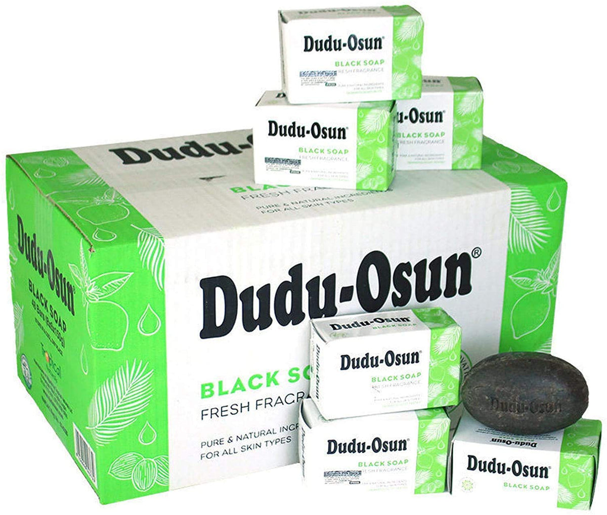 Tropical Naturals Dudu Osun Original soap packaging showing authentic African black soap for gentle cleansing.