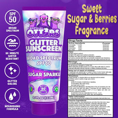 Applying Glitter Sunscreen on arm demonstrates easy blend and non-sticky feel.