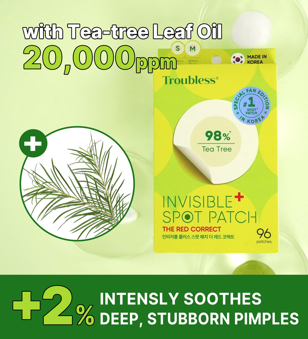 Troubless Invisible+ Spot Patch Red Correct in hand shows compact pack for on-the-go use