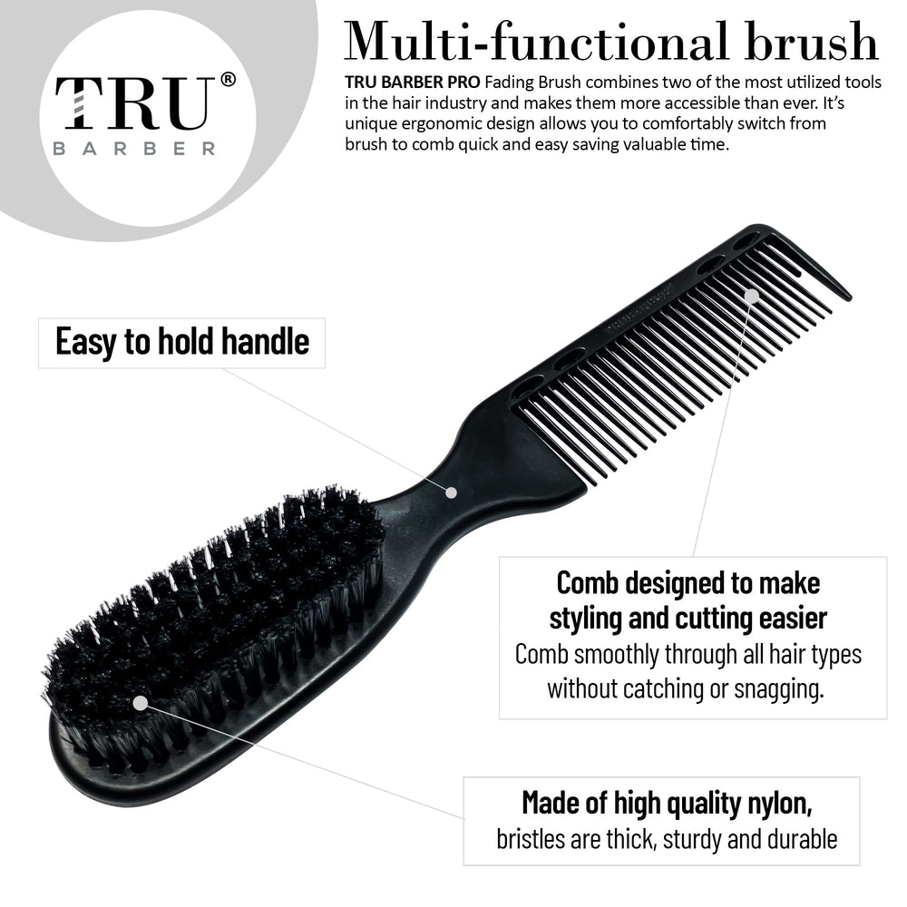 TRU BARBER PRO Fading Brush professional-grade materials for salon-like results.