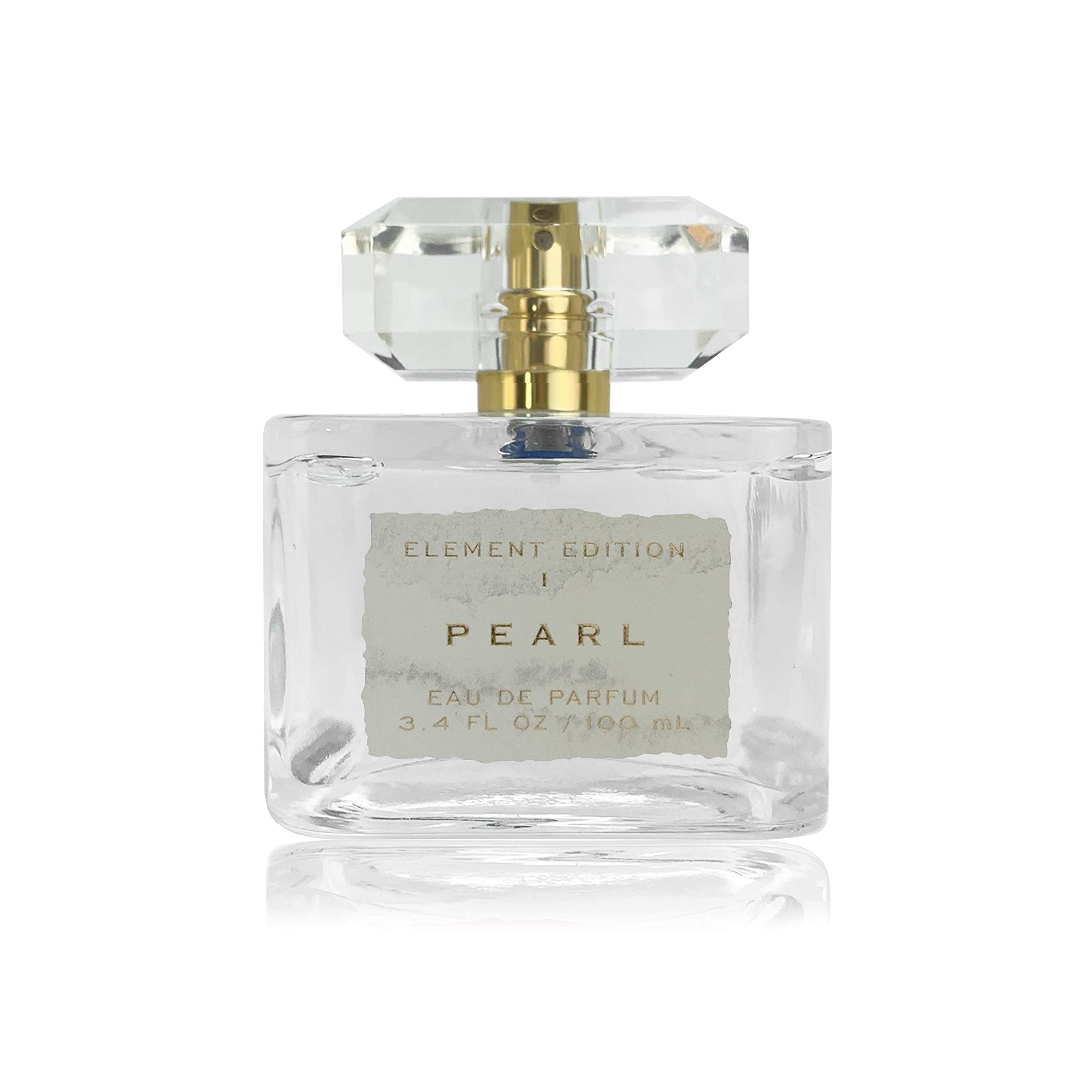 Tru Fragrance Beauty Element Edition Pearl bottle highlights peach and rosewater for a calming aura.